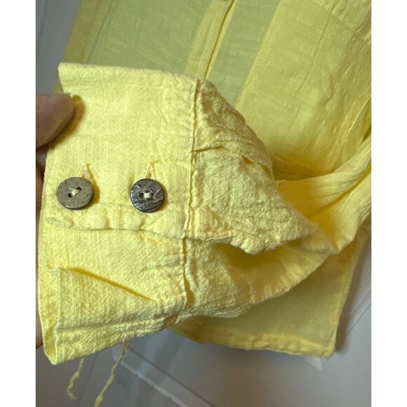 Six Fifty Cropped Peasant Shirt Button Up Gauzy Women Vibrant Summer NWT, Large - Picture 5 of 13